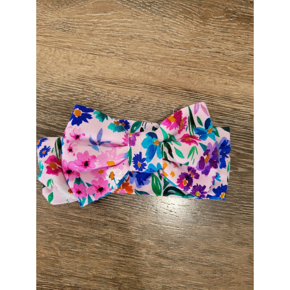 Little Sleepies Slumber Club Luxe Bow Headband Pink Floral Bamboo Stretch #4
